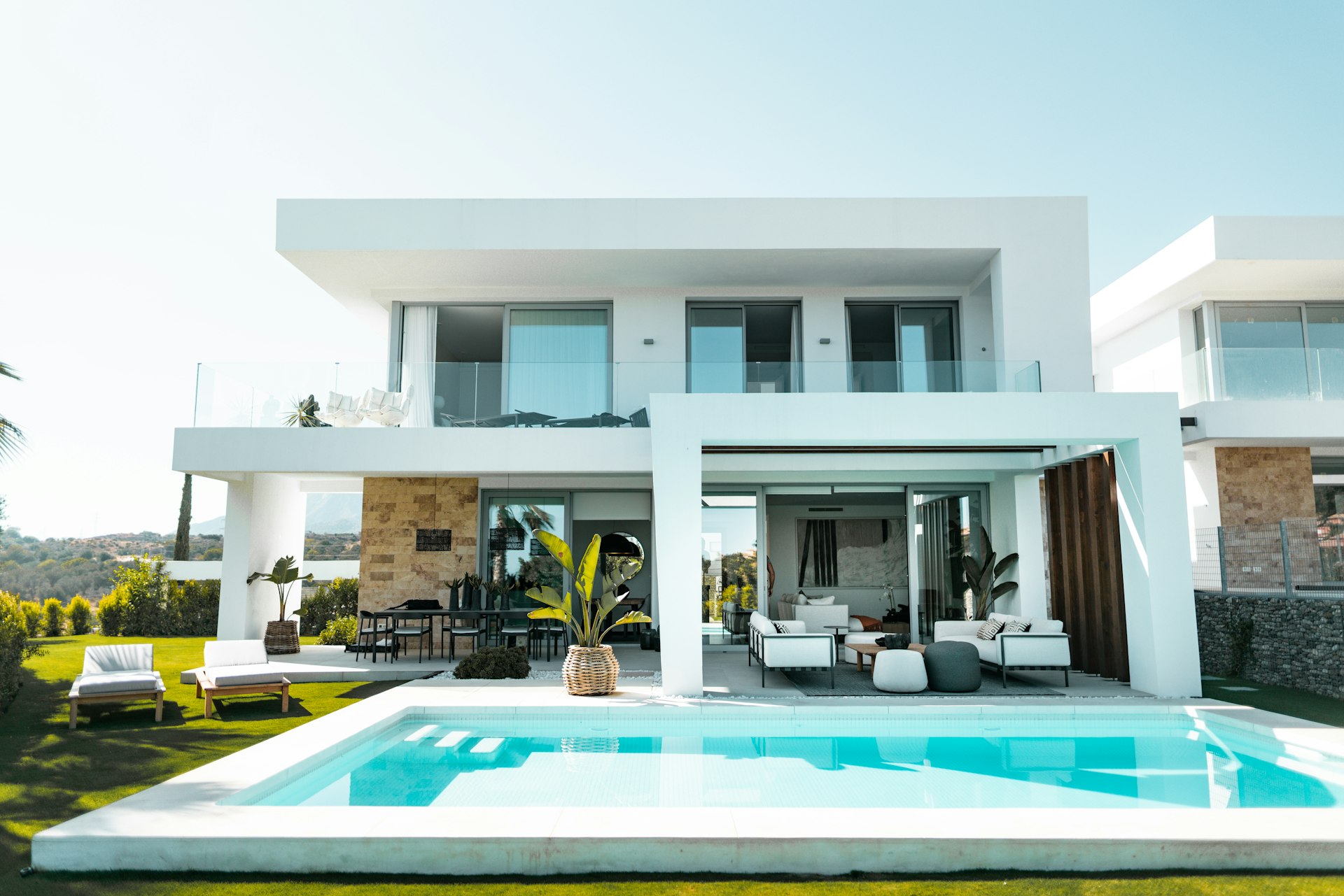 Luxury waterfront villa in South Florida at sunset