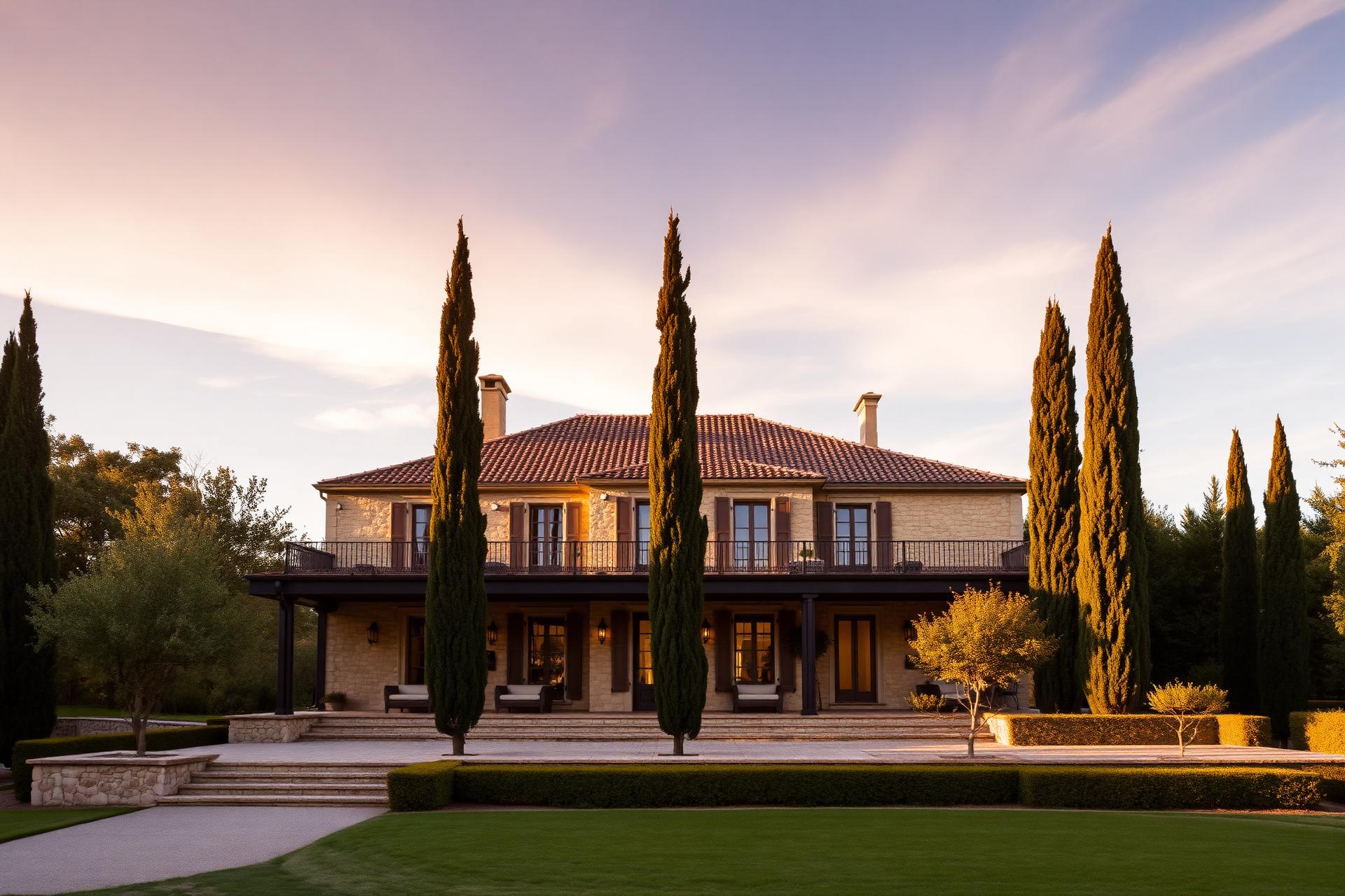 Luxury villa in Provence at golden hour